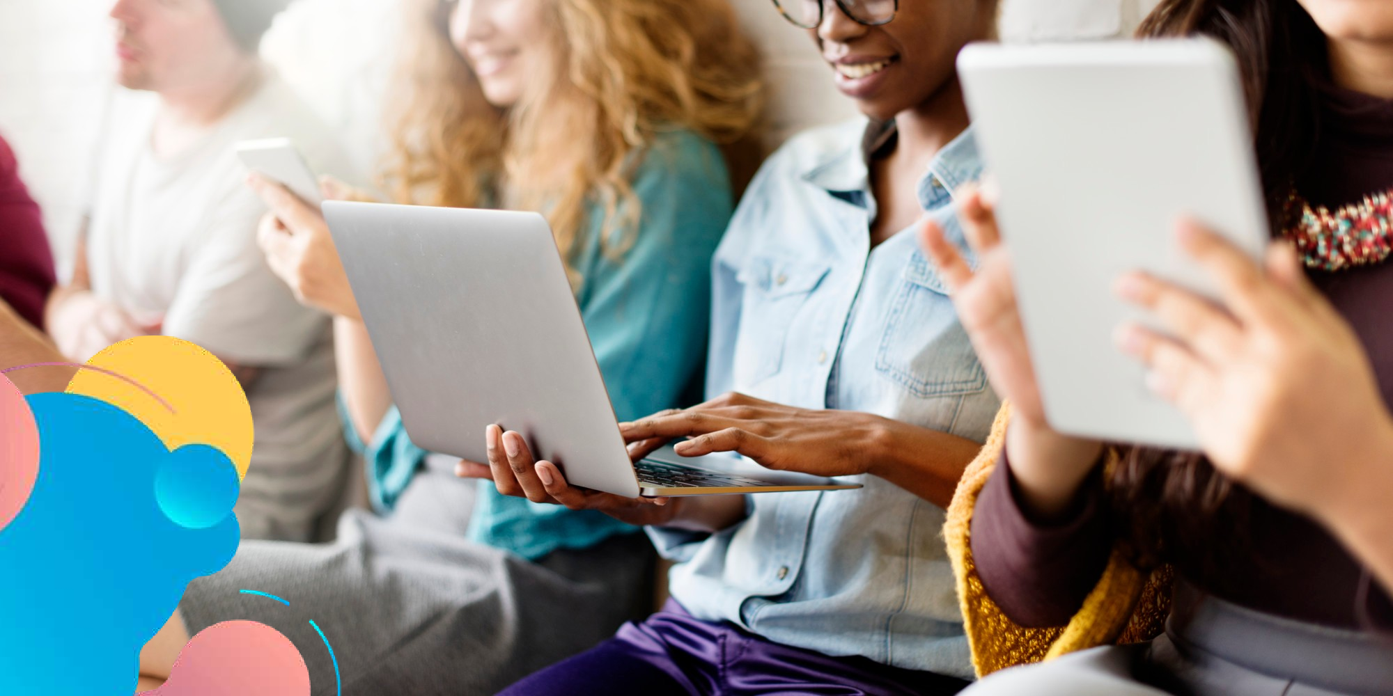 Customers using laptops and mobile devices